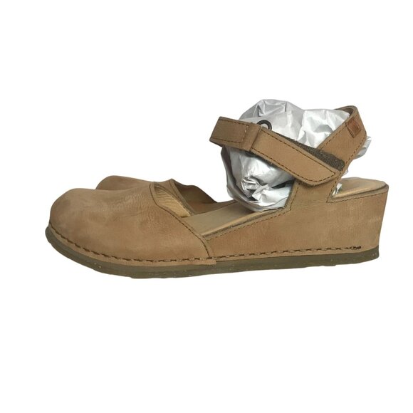 El Naturalista Wedge Sandal Tan Leather Closed Toe Womens Size 8/38 - Picture 5 of 10